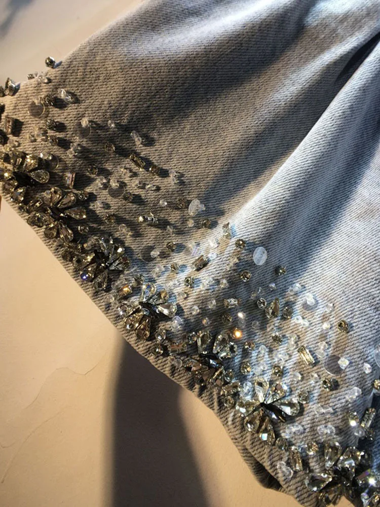 Женские джинсовые шорты с широкими штанинами и высокой талией