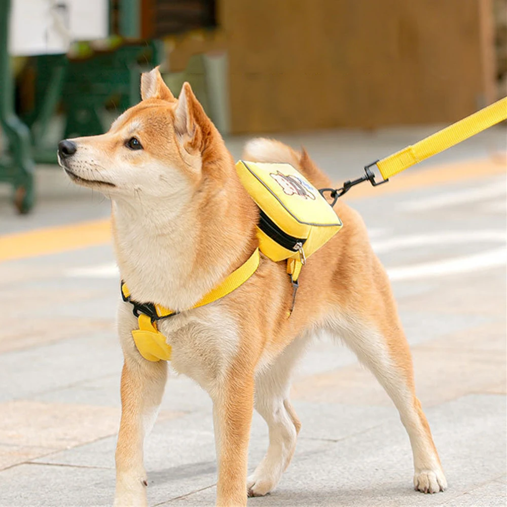 

Pet Harness Bag Harness Sets Cartoon Print for Small Medium Dogs Corgi Shiba Inu Puppy Harnesses with Snack Bags Pets Supplies