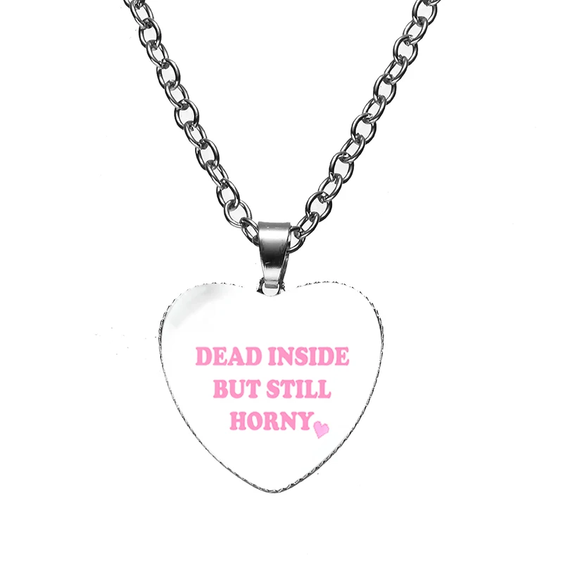 Ожерелье с надписью Dead Inside но еще ороговее для женщин милая цепочка на шею