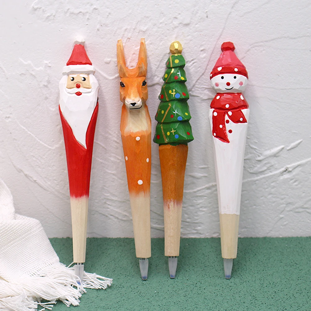 

Деревянная мультяшная ручка Санта Клаус Рождественская елка олень шариковая ручка Счастливого Рождества Подарки канцелярские принадлежности для письма офисные и школьные принадлежности
