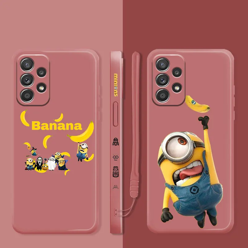 

Minions Banana Bob Stuart Kevin Liquid Candy Case For Samsung Galaxy A73 A71 A72 A12 A21s A22 A23 A31 A32 A51 A52 A52s A53 A02s