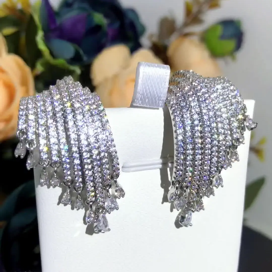 

Женские блестящие серьги-кольца GODKI, роскошные романтичные серьги с кристаллами для свадебной вечеринки