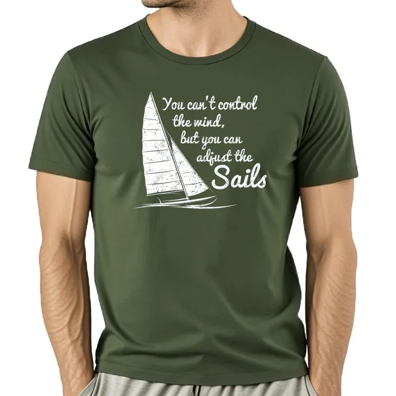 Фото Camiseta con estampado de You can Control Wind But Adjust The Sails, divertido regalo de cumpleaños, неформальный №5