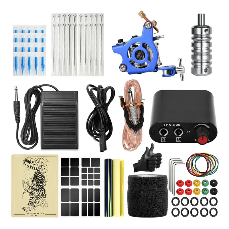 

JimKing Complete Coil Tattoo Machine Kit Tattoo Power Supply Tattoo Needles Professional Foot Pedal Tattoo Inks