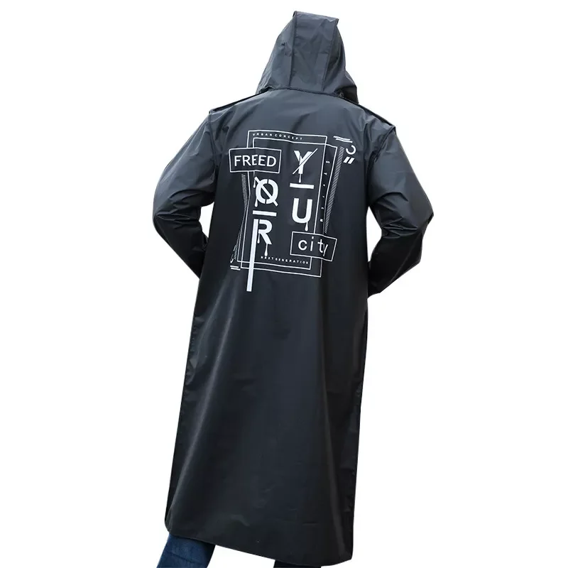 

Long Adult Raincoat Men Women EVA Black Impermeable Outdoor Hiking Rain Coat Poncho Jacket Hooded Waterproof Reusable