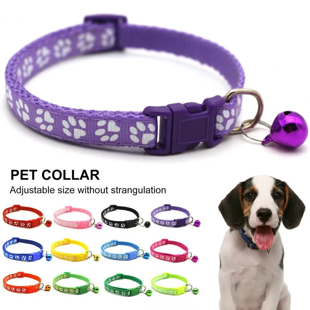

12Pcs/Set Excellent Pet Collar Fine Workmanship Lightweight Kitten Collar Footprint Small Pet Dog Cat Safety Belt