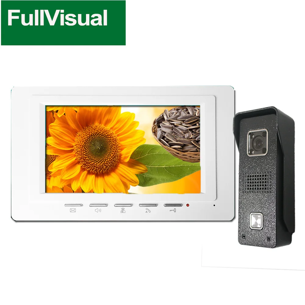 Fullvisual 7 Inch Color Video Intercom Door Phone Doorbell System Unlock Access Control System IR Cut 1200TVL Night Monitoring