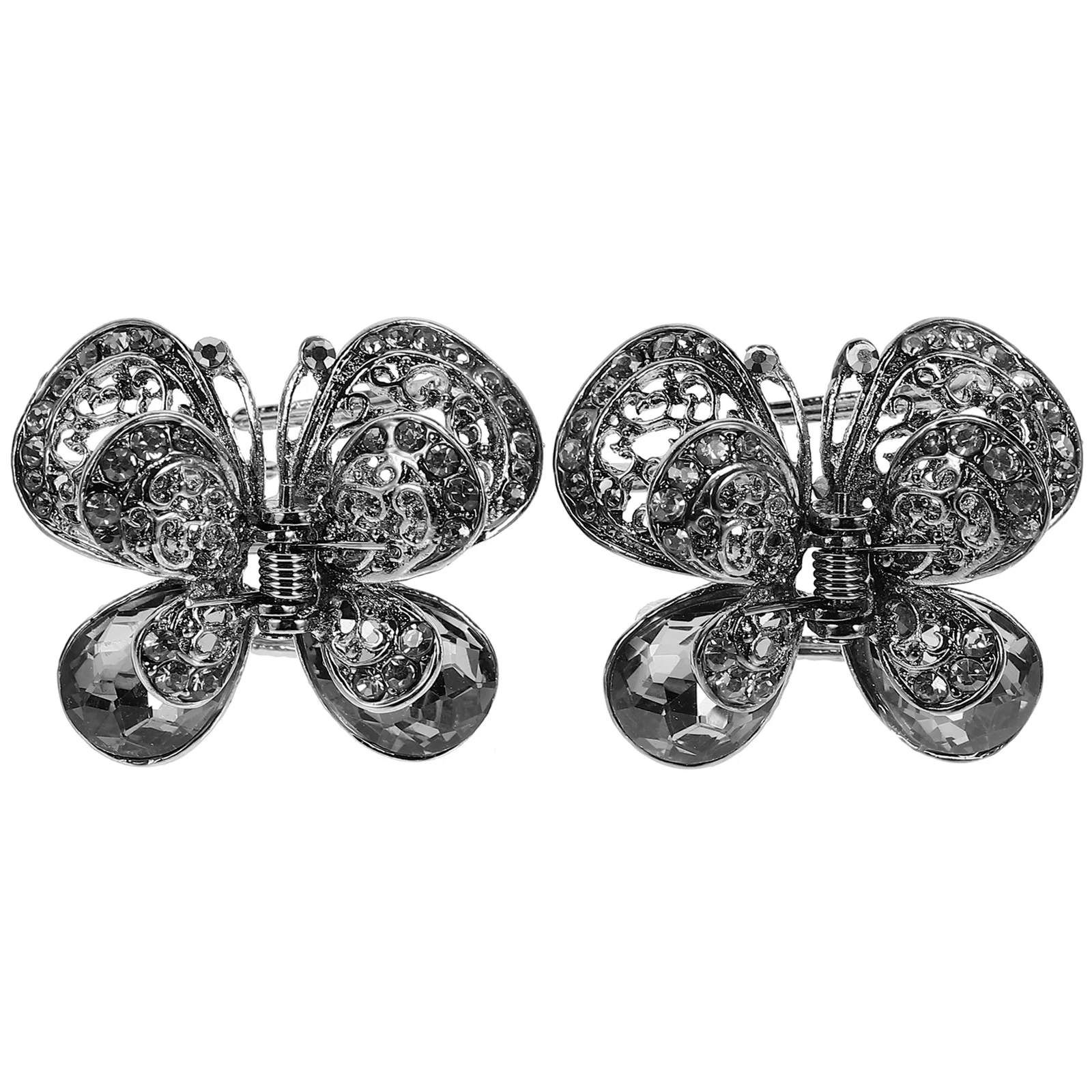 

2 Pcs Vintage Hair Accessories Metal Crystal Clip Claw Party Rhinestones Women Miss