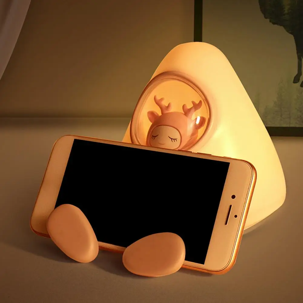 

1 Set Night Lamp Super Bright Adorable Appearance Rechargeable Non-Glaring Multipurpose Decorative ABS Desktop Cartoon LED Lamp