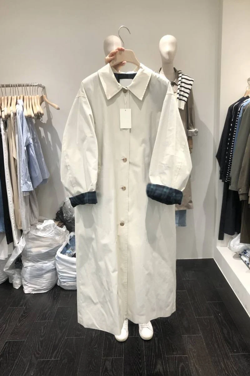 

SuperAen Spring 2022 New Solid Turn Down Collar Single-breasted All Match Windbreaker Coat Woman Jackets