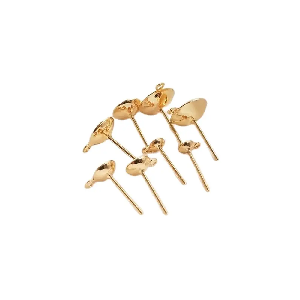 

14K Gold Filled Plating DIY ear hanging accessories with hanging ring bowl pin sticking crystal pearl cup pin