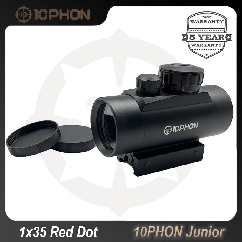 

10PHON 1x35 Red Green Dot Sight 5MOA Scope Hunting Riflescope Tactical Collimator Build-in 21mm Mount SSniper Dot Site Optics