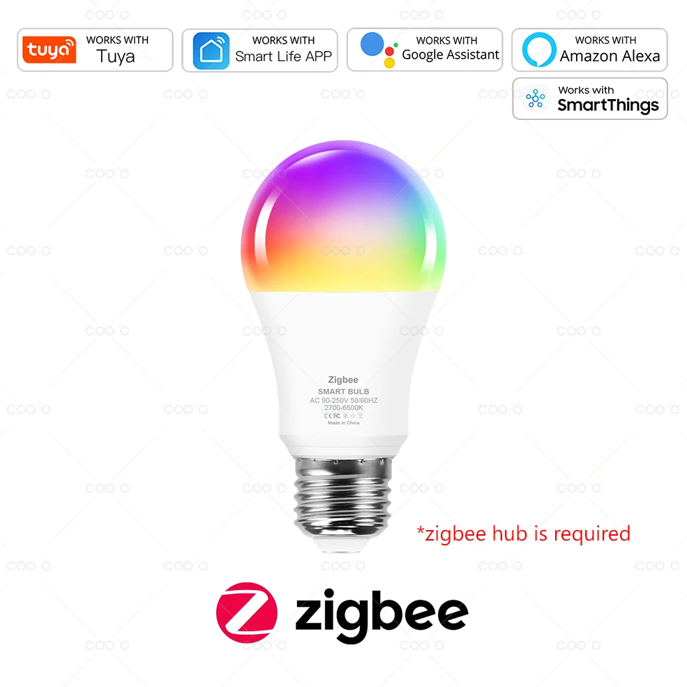 

Умная светодиодная лампа Coolo RGB CW WW Zigbee E27