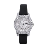 the round minimalist waterproof women ultra thin watches leather band fashion diamond encrusted quartz watch relogio feminina