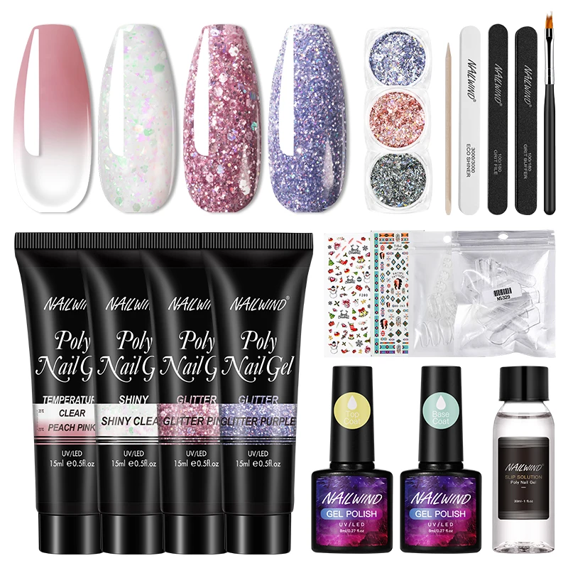

NAILWIND Manicure Set Poly Nail Gel Kit Extension Acrylic Nail Art Led Drying Lamp Gel Nail Polish Complete Accessories Tools