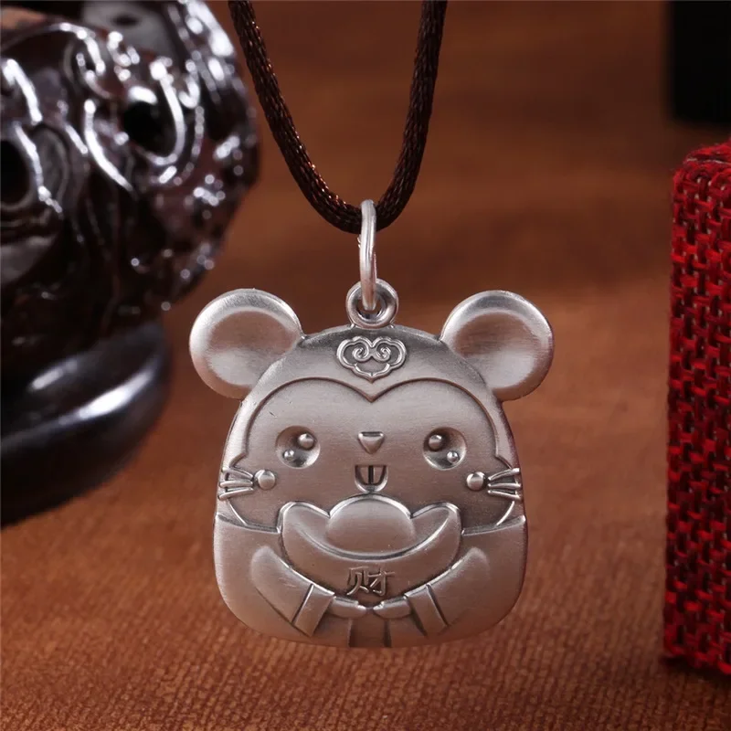 Классический Зодиак Мультфильм Yuanbao милое женское серебро 925 пробы винтажное