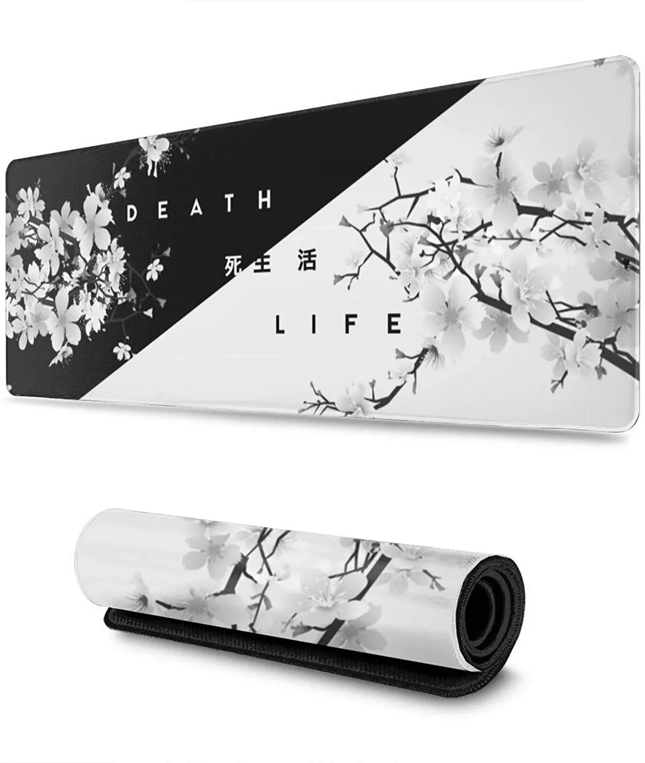 

NEW2023 Black and White Cherry Blossom Mousepad Custom Home Computer Keyboard Pad Desk Mat Laptop Soft Anti-slip Table Mat XXL M