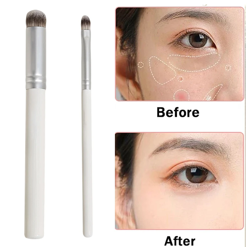

HEALLOR White Concealer Makeup Brushes Round Precision Conceal Acne Marks Dark Circles Tongue Type Tear Ditch Brush Makeup Tools