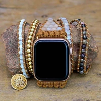 bohemia bracelet for apple watch band jewelry handmade multi color natural stone tube beads wrap strap couples bracelets gifts