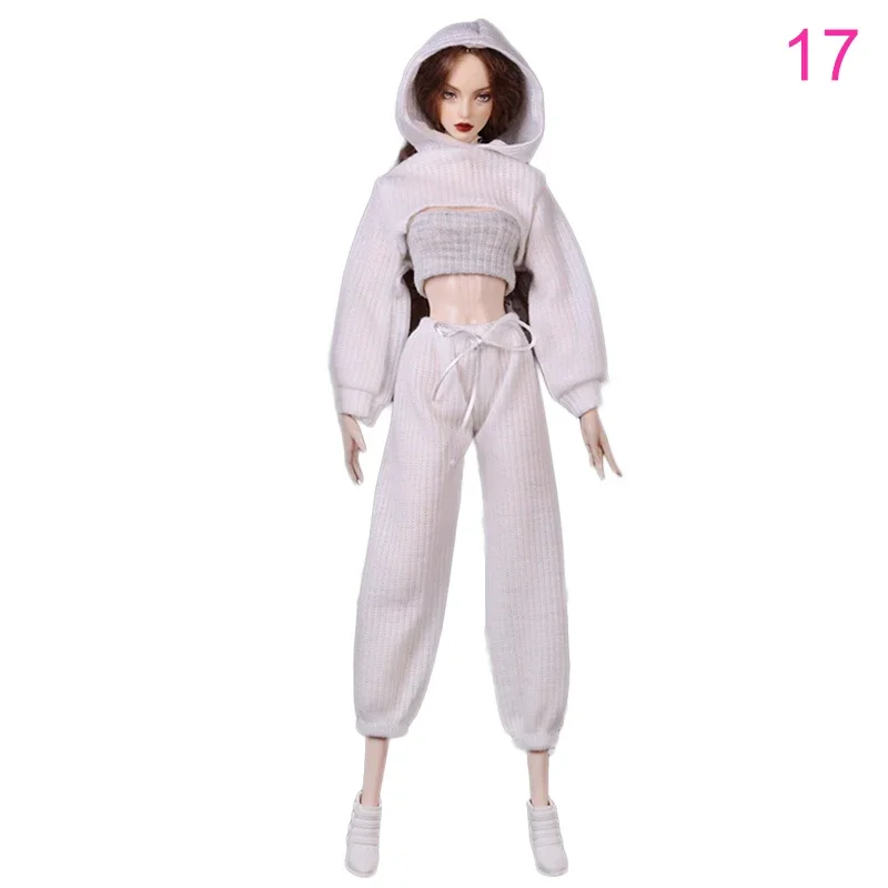 Комплект одежды для куклы Барби Белый Модный комплект толстовка с вырезом штаны