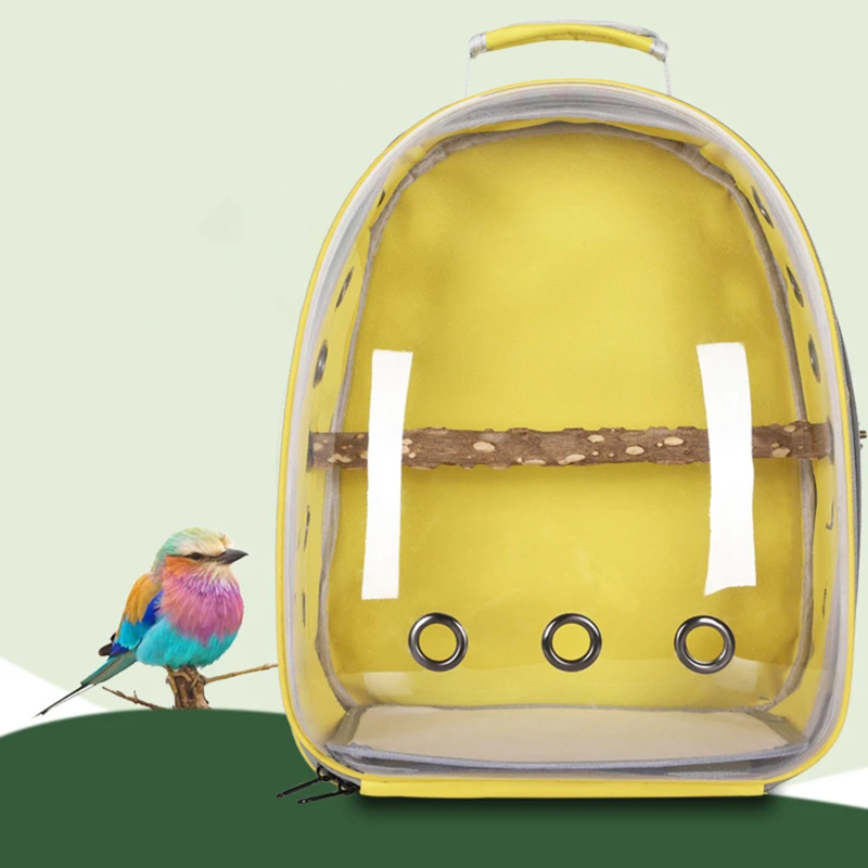 

Рюкзак-переноска для попугаев, дорожная клетка для птиц, дышащая прозрачная космическая капсула с панорамным дизайном и окунем для путешествий