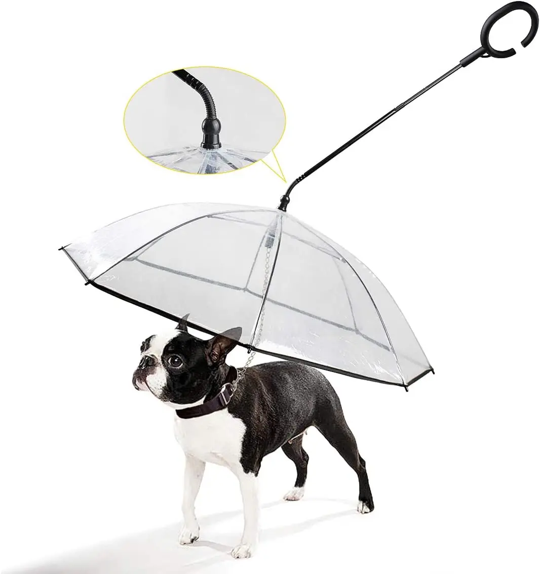 Dog Umbrella for Small Dogs Pet Umbrella with Chain Leash Doggie Rain Snow Day Walking Umbralla,  Angle Adjustable
