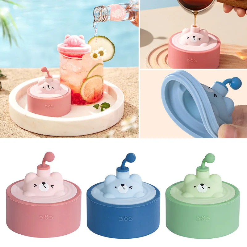 

Bear Ice Cube Molds Ice Cube Silicone Ice Lattice Ice Box Large Ice Cube Mould with Cover for Party Bar Kitchen Gadgets