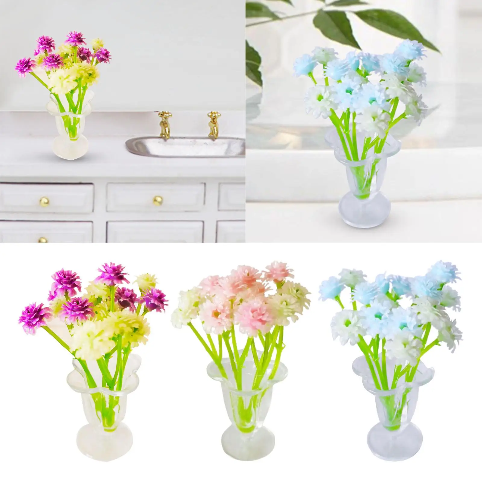 1/12 цветы с вазой модель сказочного сада кукольный домик цветочное украшение в