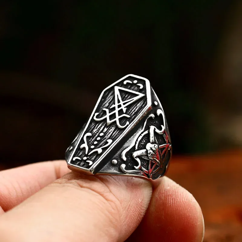Блестящее сатанинское кольцо в стиле панк 2024 специальная конструкция