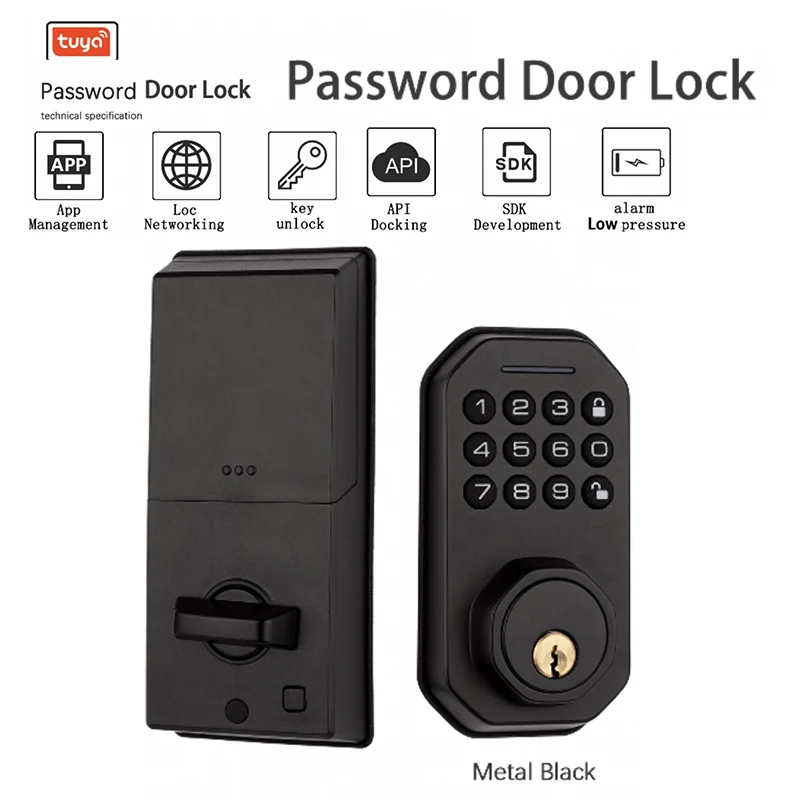 

Keyless Smart Door Lock Support App Remote Control D100 Low Power Alarm Smart Home Remote Control Electronic Lock Tuya Wifi