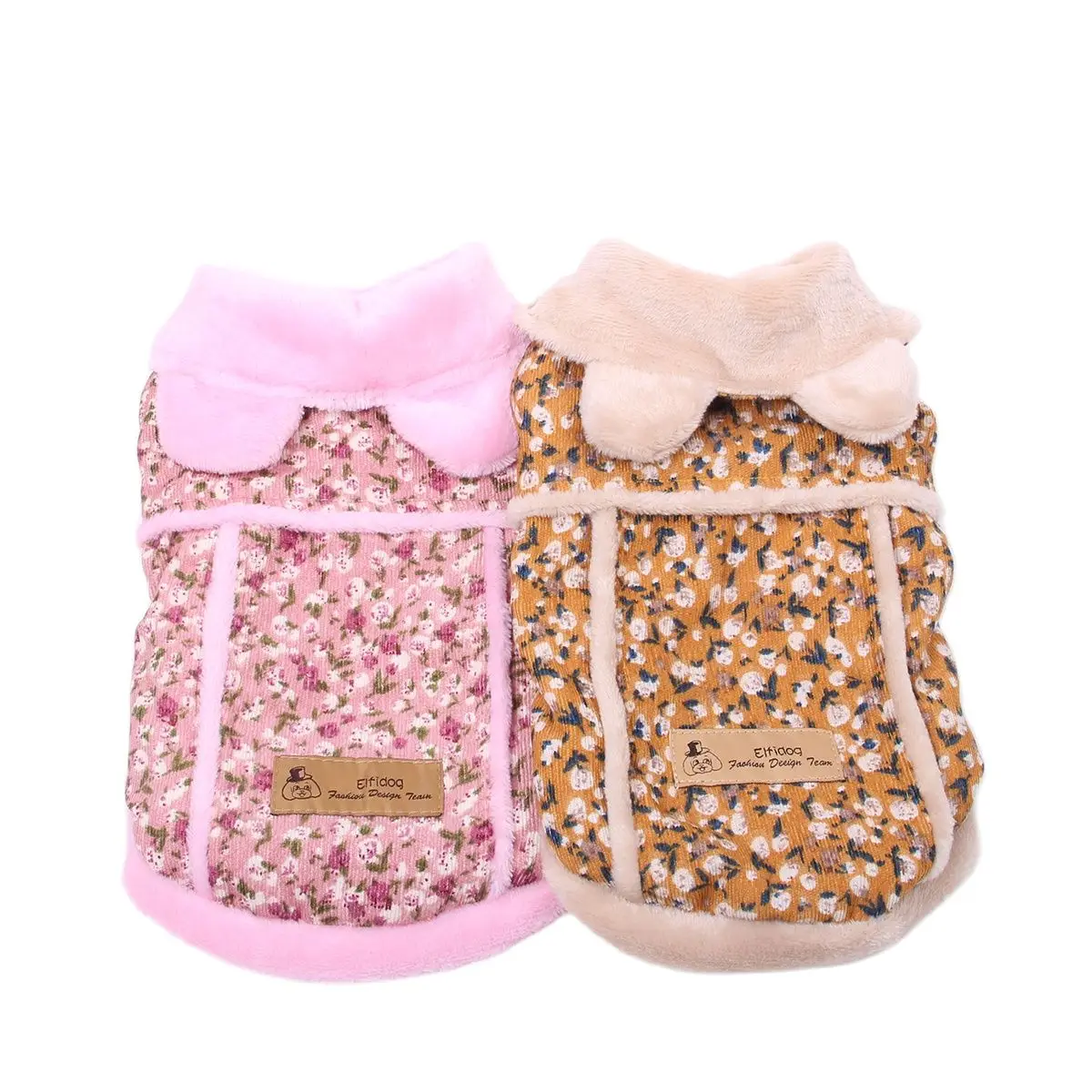 

Dog Coat Winter Coat Jacket Corduroy Floral Design Pet Puppy Warm Vest Outfit
