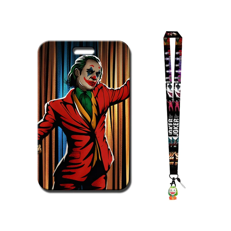 1 Set The Joker Card Holder Anime Badge Anti-Lost Lanyard Student Meal Protective Sleeve Bus Pendant |