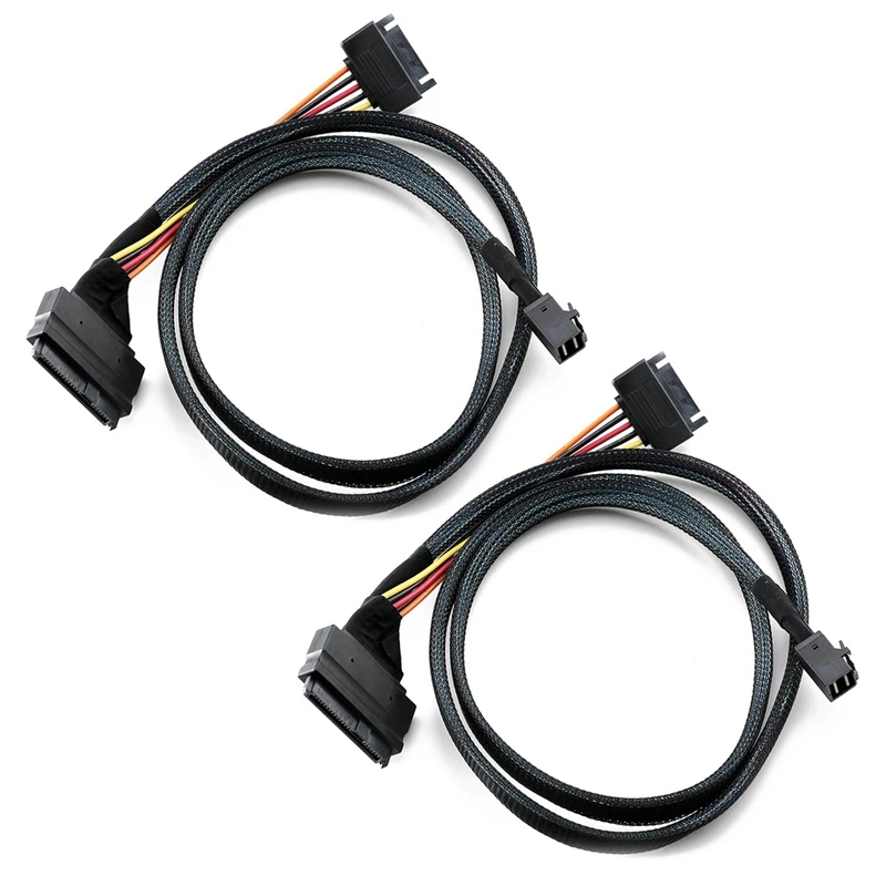 

2X 0.5M/1.5Ft Mini SAS SFF 8643 To U.2 SFF-8639 Cable With 15 Pin Female SATA Connector SSD Power Cable Wire 12Gb/S
