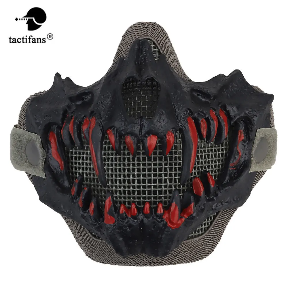 

Тактическая японская Сетчатая Маска Дракон Бог страшный ужас полулицевой костюм реквизит панк вечерние ринка Хэллоуин косплей Охота Аксессуары