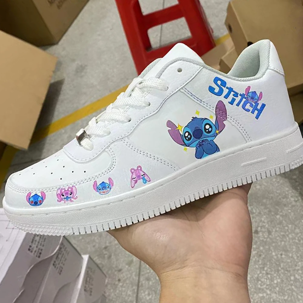 Disney Stitch Couple Fashion Men Women Vulcanize Shoes Male White Platform Sneakers Lovely Girls Casual Shoes Woman Flats