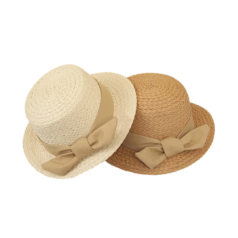 

Summer Baby Girl Straw Hats Lace Bows Wide Brim Children Sun Cap Outdoor Beach Sun Visor Caps Kids Travel Baby Accessories