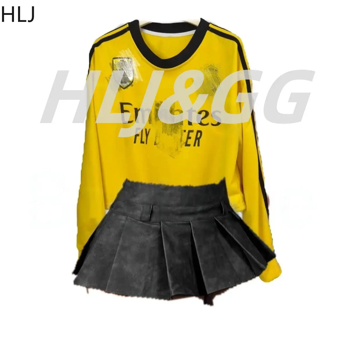 HLJ Y2K Модный пуловер с буквенным принтом в стиле ретро комплект из двух предметов