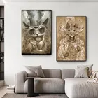 Постер с мультяшными животными, стимпанк, кошка, холст, живопись и печать, настенное искусство, скандинавский Декор для гостиной, дома, картины