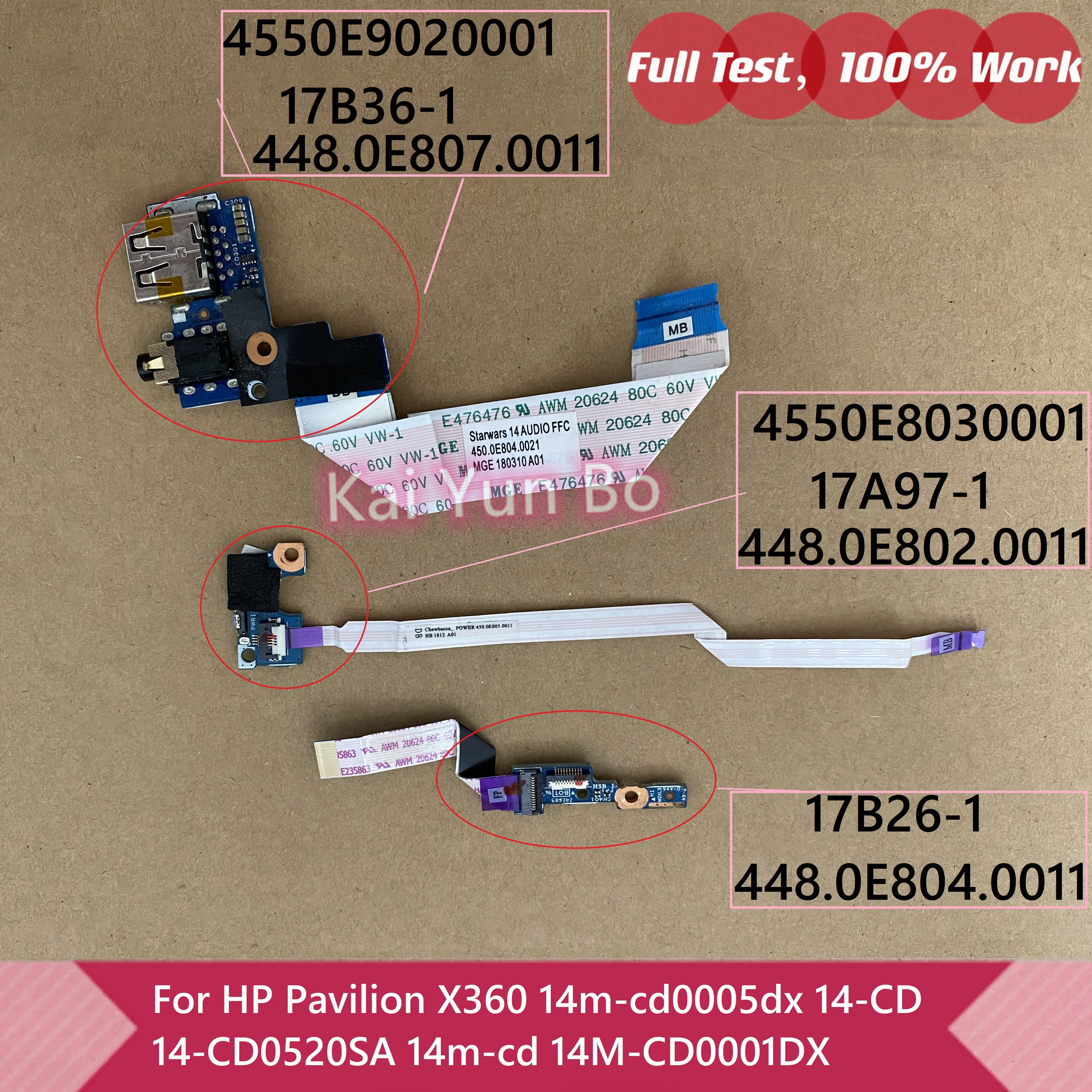 

Плата кнопки питания ноутбука с кабелем Светодиод USB Audio HP Pavilion X360 14m-cd0005dx 0001DX 14-CD 14M-CD 17A97-1 17B36-1 17B26-1