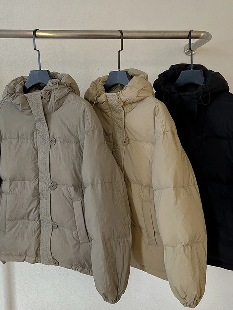 

Куртка женская однотонная на шнуровке, с капюшоном, на осень/зиму