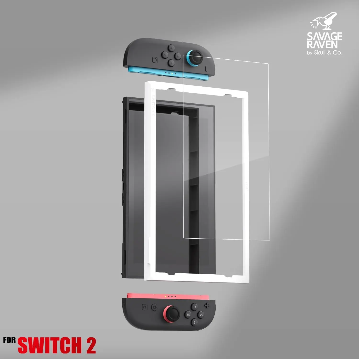 Фото Защитная пленка из закаленного стекла для экрана с рамкой EZ-Align для Nintendo Switch 2 (2 шт.) Savage Raven от Skull & Co. №5