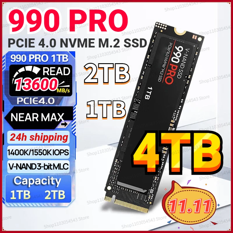 

M2 SSD NVMe 4TB 1TB 2TB NMVe 2280 PCIe 4.0X4 Hard Disk Internal Solid State Drive for Laptop Desktop PS5 PS4 Portable high-speed