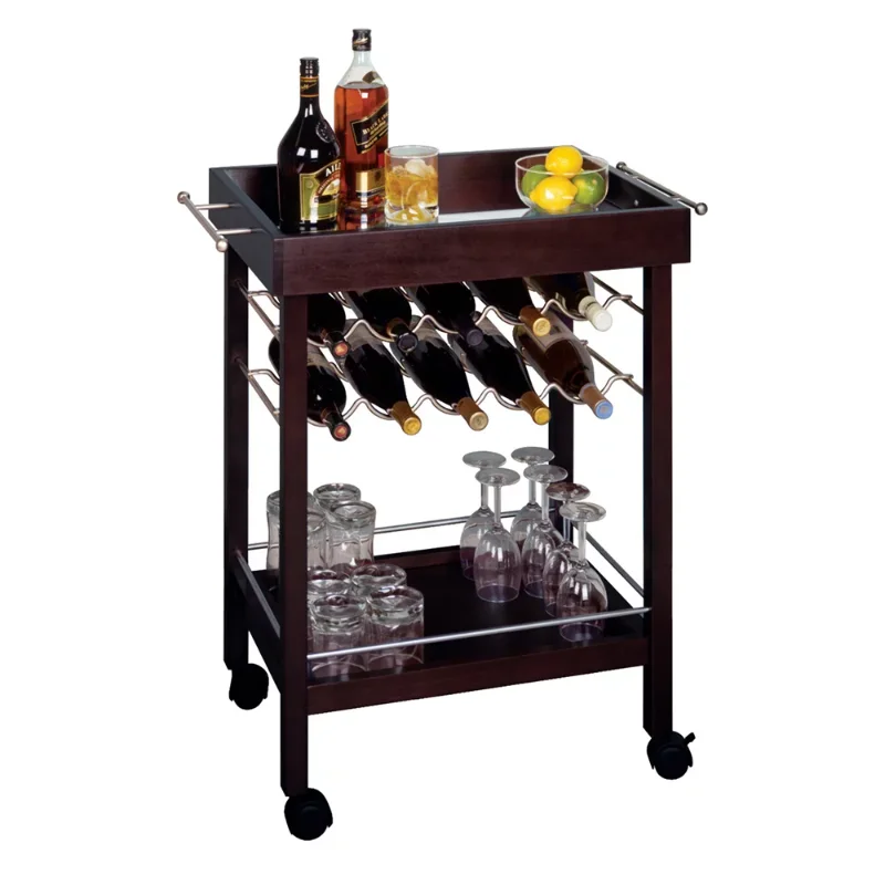 

Winsome Wood Johnnie 10-Bottle Bar Cart, Espresso Finish bar furniture wine rack bar cabinet