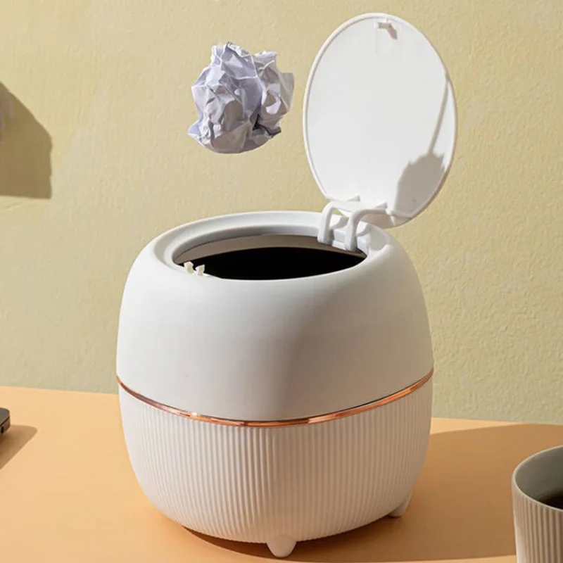 

Small Trash Can Mini Desktop Bin Tube with Cover Bedroom Trash Garbage Can Clean Workspace Kitchen Storage Box Home Desk Dustbin