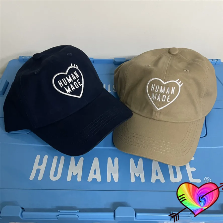 Белая вышитая бейсболка с логотипом Human Made для мужчин и женщин высокого качества, классическая шапка с сердцем внутри маркировки на пряжке.