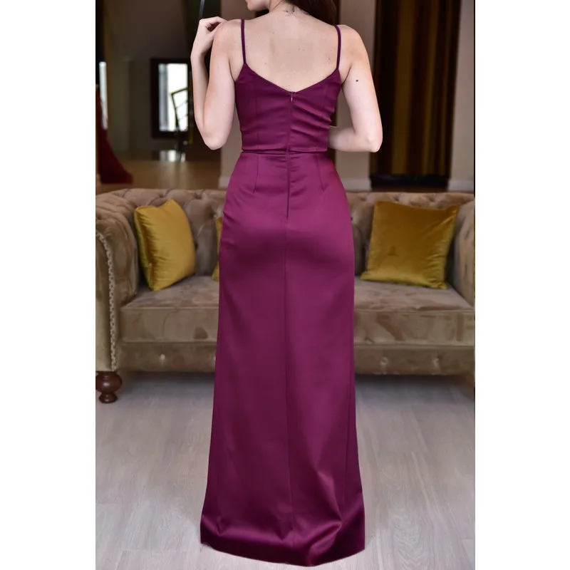 

Rope Strap Satin Evening Dress Women Summer Dress Casual Long Prom Midi Maxi
