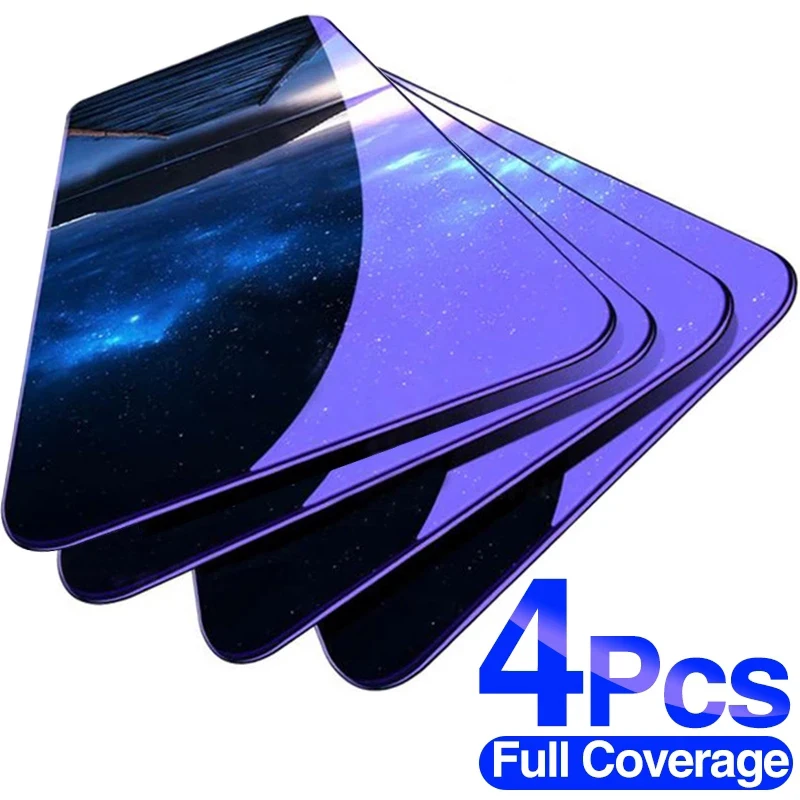 

4Pcs Full Cover Tempered Glass For Xiaomi Redmi Note 10 7 9s 9 8 Pro Screen Protector For Poco X3 Pro NFC Full Protective Glass