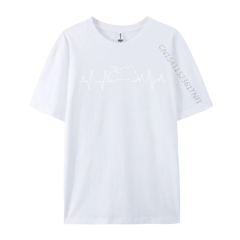 Sports Bike Motorcycle Heartbeat Ecg Cardiogram Tees Design Newest Printed On Cotton Men T Shirt Top T-Shirts