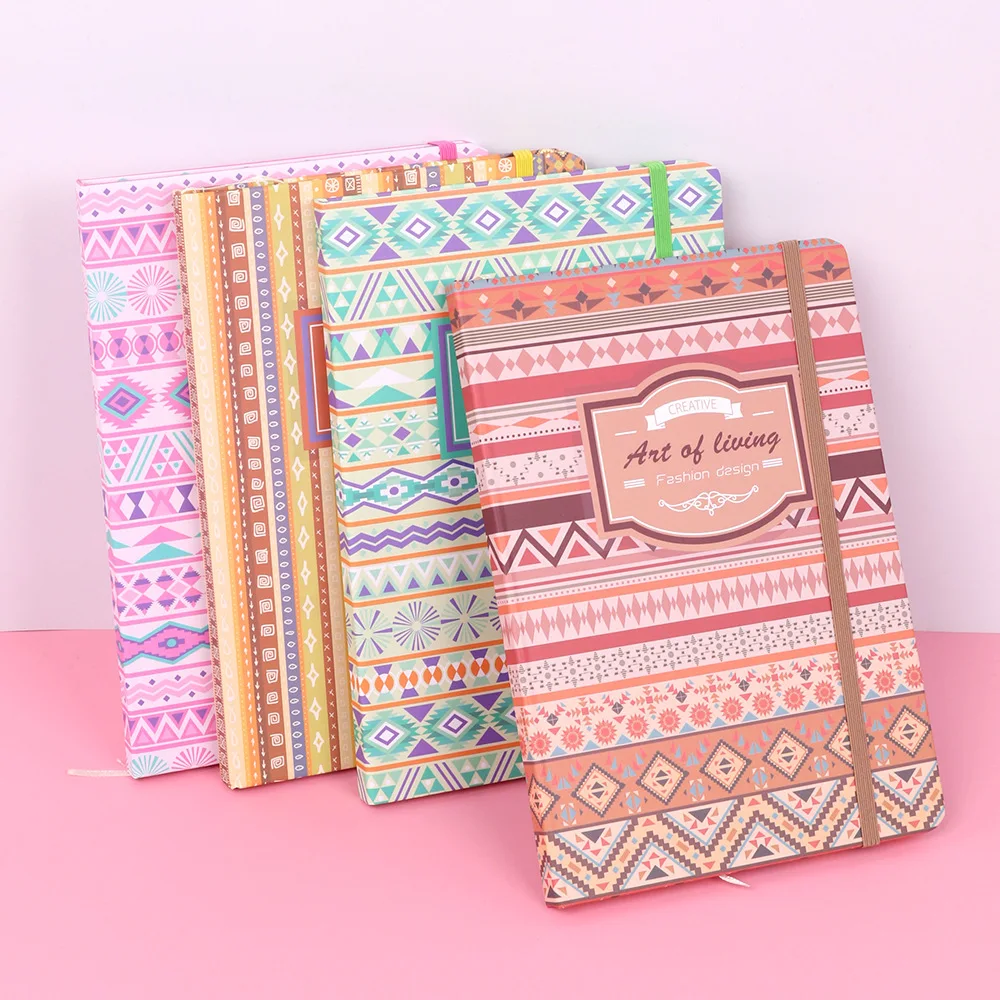 

Retro Style Abstract European and American Style Notebooks Student Diary Hardcover Book Hard Cover Straps Notepad Journal