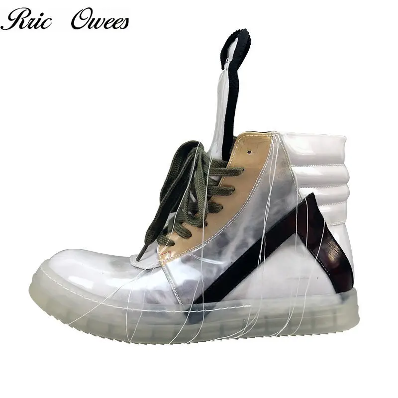 

Rric Owees Inverted Triangle High-top Sneakers Men's Thick-soled Casual Shoes Women's Personality Tassel Martin Short Boots TOP1